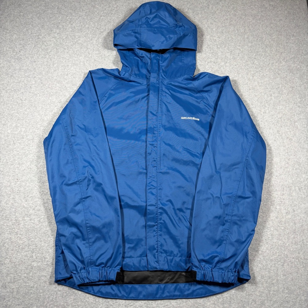 Grundens Weather Watch Jacket Men Medium Blue Hooded Full Zip Waterproof 10361
